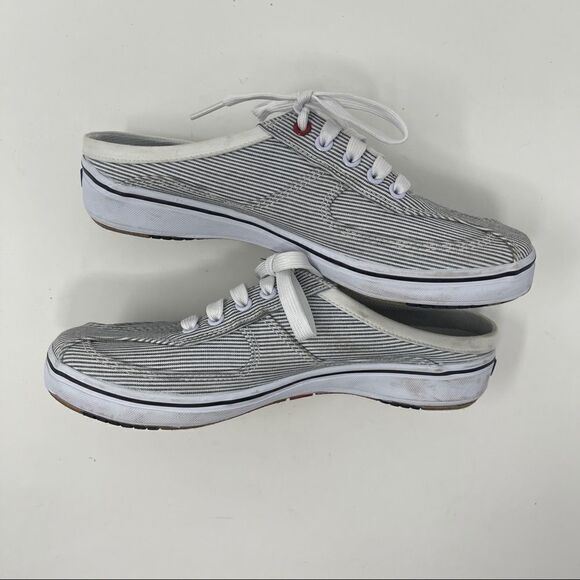Keds Mule Sneaker Gray Stripe Canvas Slip On Casual Women’s Size 6.5 - Picture 6 of 8
